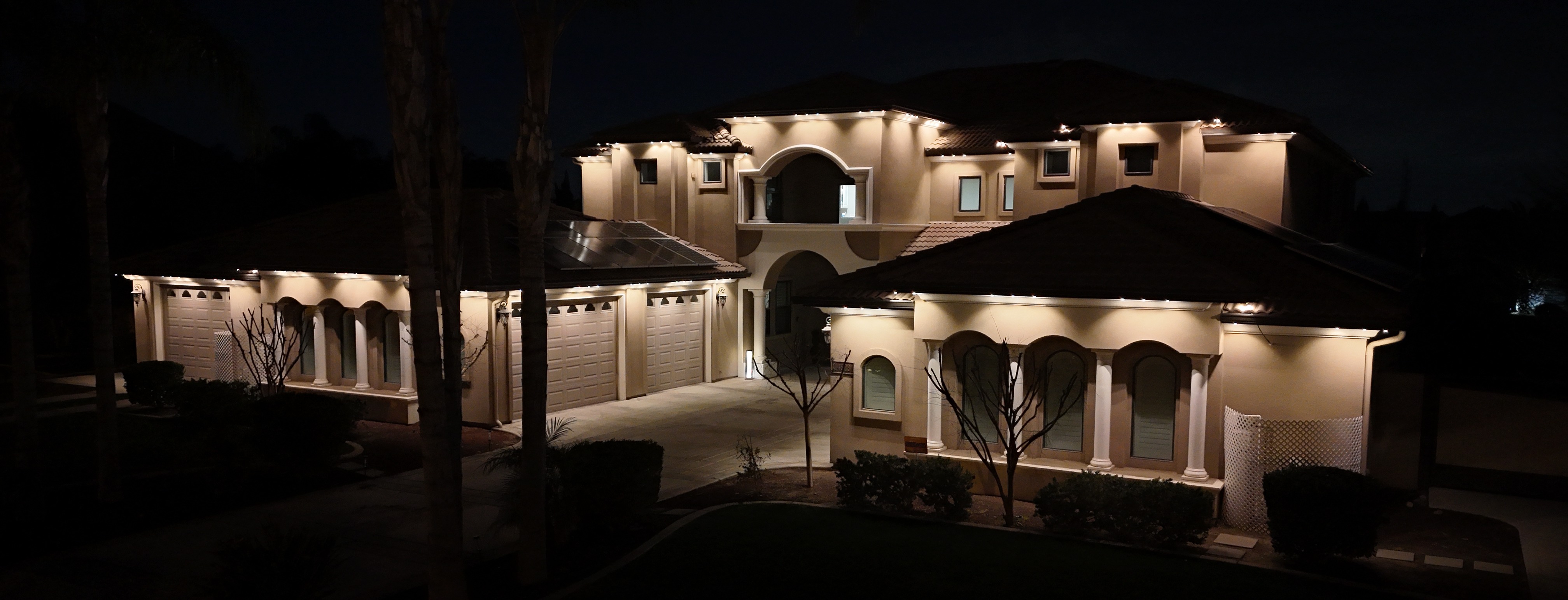 Bakersfield estate warm white trim lighting ground level