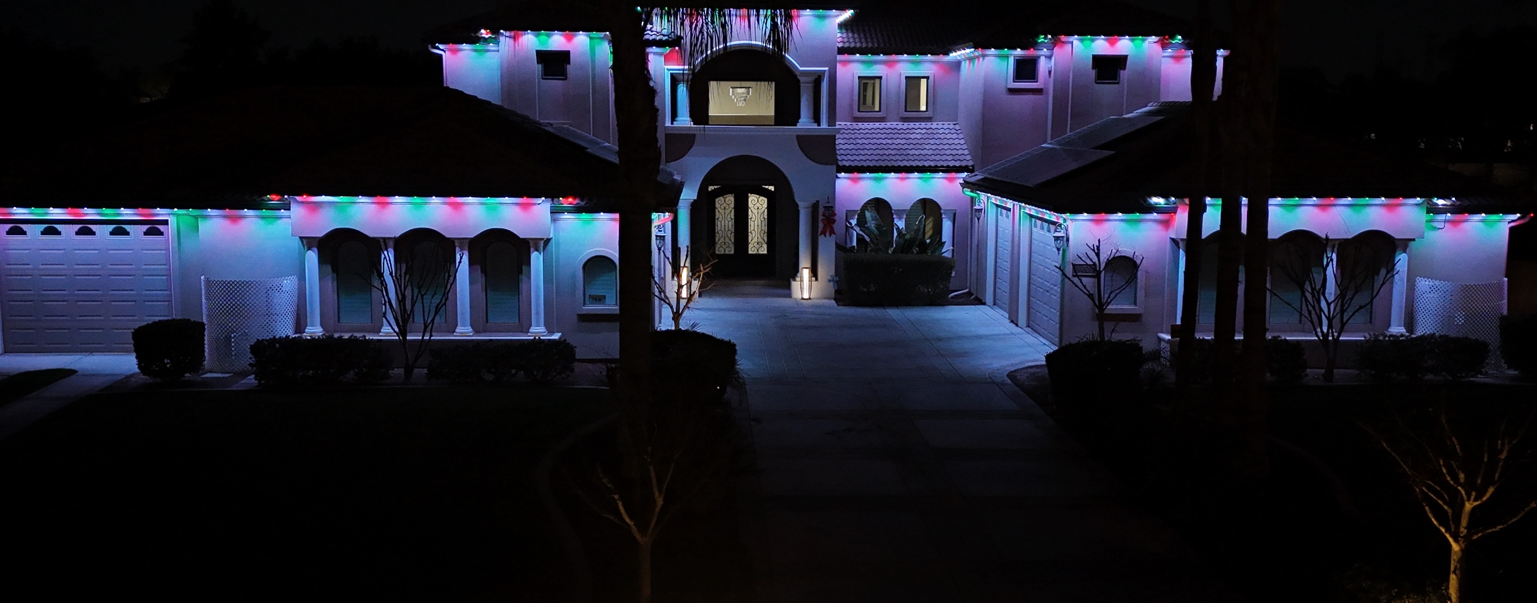 Bakersfield estate red green teal trim lighting