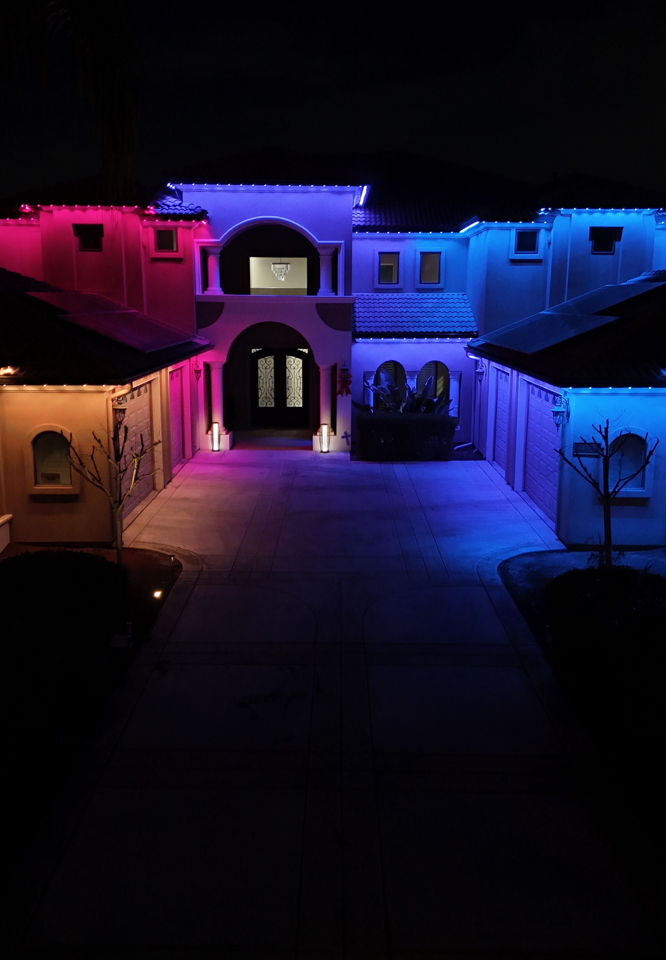 Bakersfield estate pink blue trim lighting